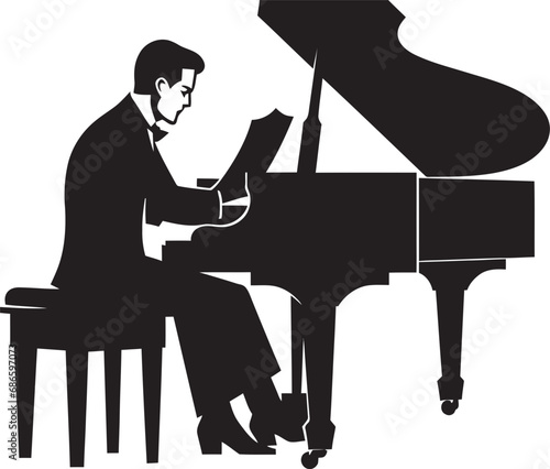 Rhythmic Pianist Vector Design Piano Sonata Specialist Black Icon