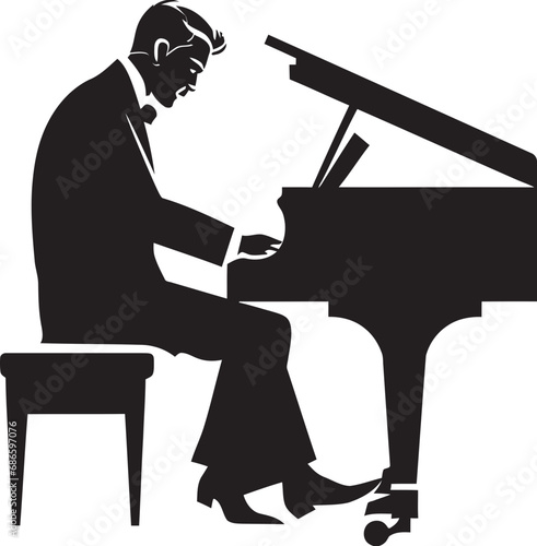 Symphonic Pianist Vector Black Design Key Strokes Master Black Vector Icon