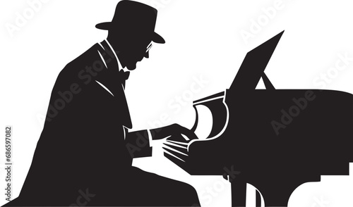 Eloquent Pianist Vector Black Design Classical Master Black Vector Icon