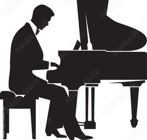 Piano Sonata Specialist Black Icon Harmonic Pianist Vector Black Design