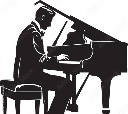 Piano Sonata Savant Black Icon Symphony Pianist Vector Black Design