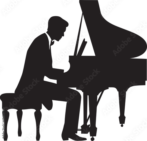 Piano Sonata Savant Black Icon Symphony Pianist Vector Black Design