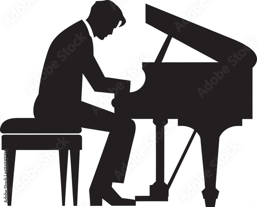 Harmonious Pianist Vector Design Piano Sonata Savant Black Icon