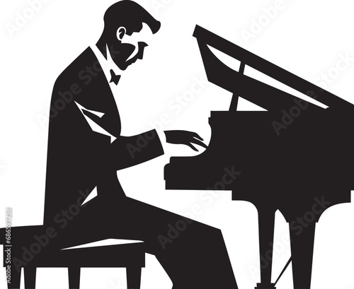 Piano Sonata Artist Black Icon Symphonic Pianist Vector Black Design