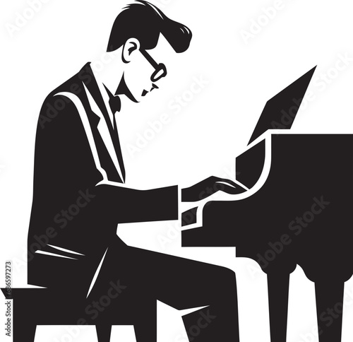 Rhythmic Pianist Vector Design Piano Sonata Specialist Black Icon