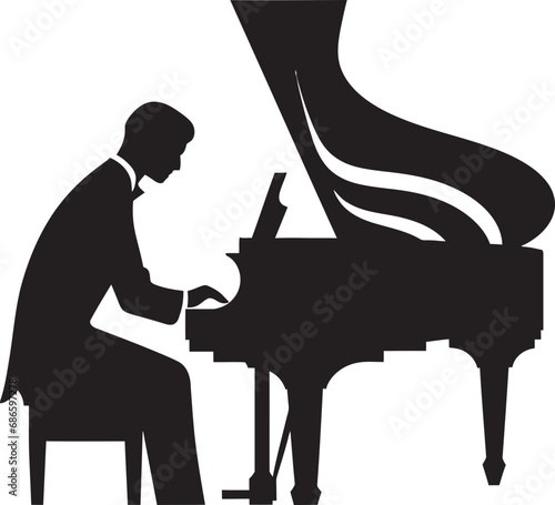 Soulful Player Vector Design Piano Soloist Black Icon