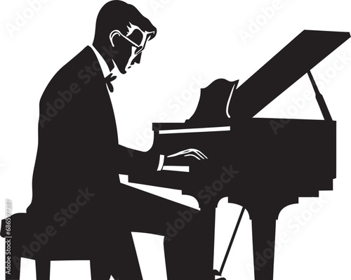 Symphonic Pianist Vector Black Design Key Strokes Master Black Vector Icon