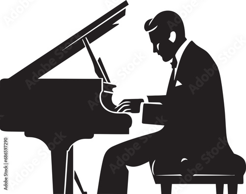 Enigmatic Keyboardist Vector Design Piano Sonata Performer Black Icon
