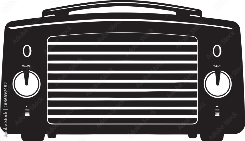 Radio Tuner Nostalgia Vector Black Design Iconic Radio Set Black Vector Icon Radio Tuner Nostalgia Vector Black Design Iconic Radio Set Black Vector Icon