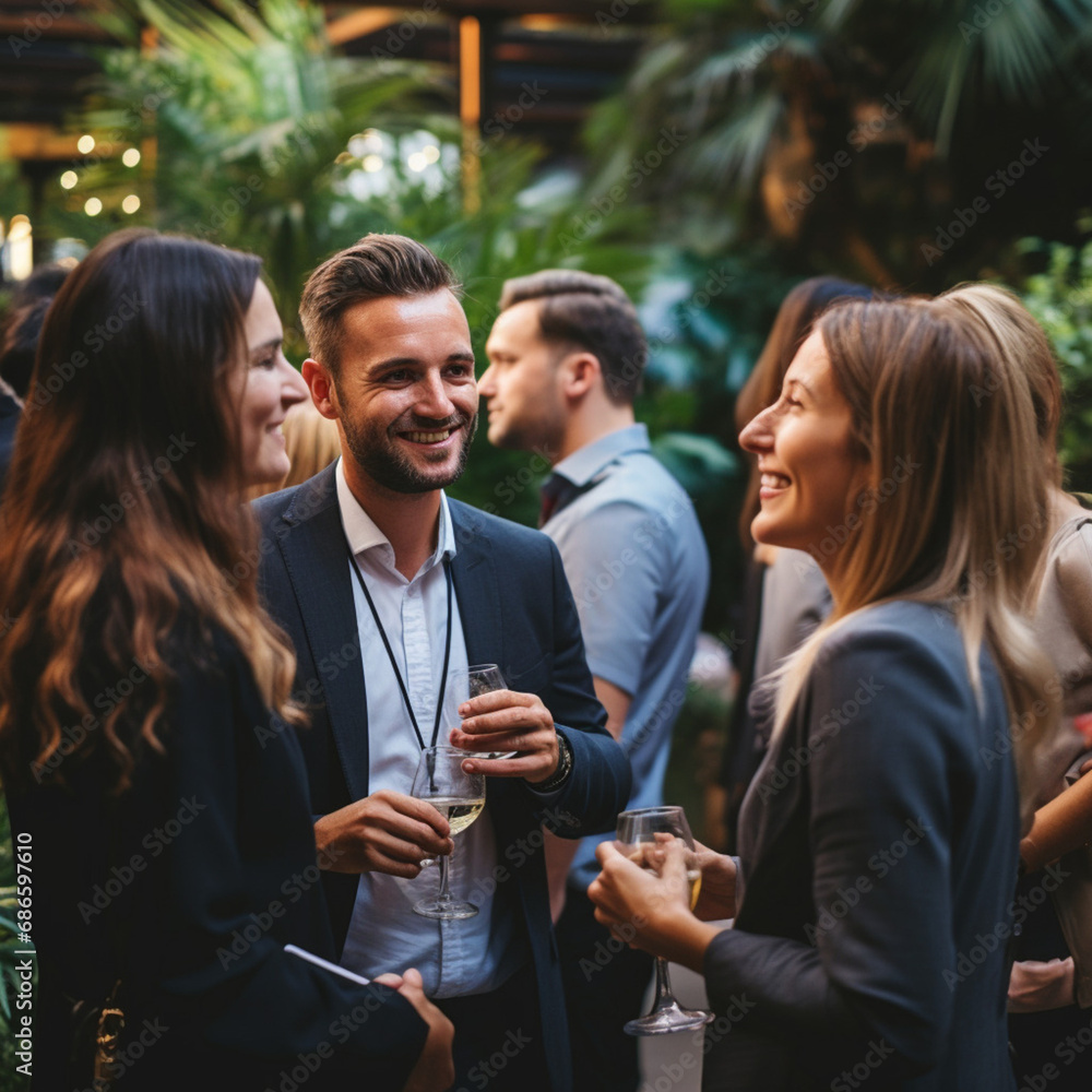 Obraz premium People meeting each other in a business networking.
