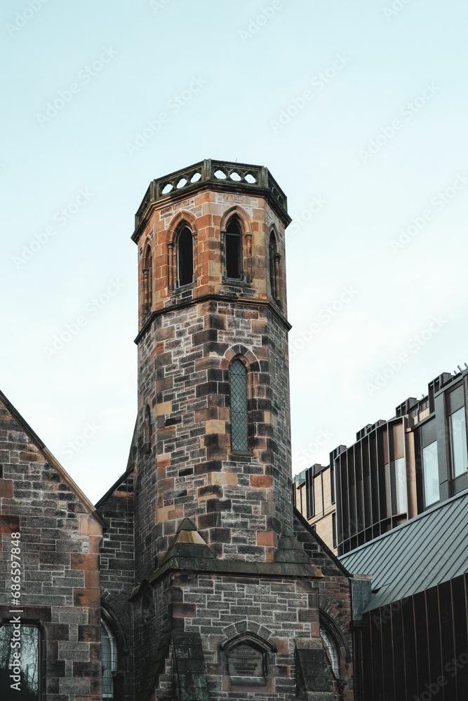 Aged brick building in Edinburgh, Scotland.