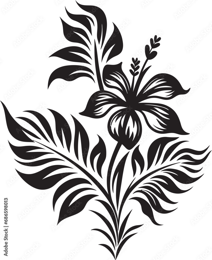 Tropical Foliage Beauty Vector Black Design Black Vector Tropical Bloom Icon Tropical Foliage Beauty Vector Black Design Black Vector Tropical Bloom Icon