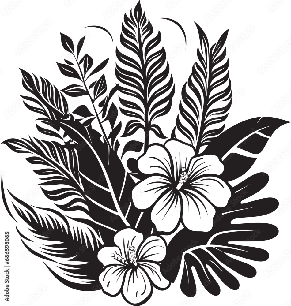 Tropical Flora Fantasy Black Vector Design Exotic Floral Haven Vector Black Icon Tropical Flora Fantasy Black Vector Design Exotic Floral Haven Vector Black Icon