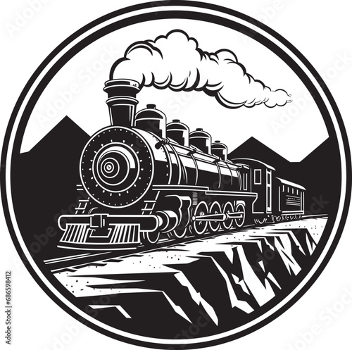 Classic Railway Travel Vector Design Retro Train Network Black Icon