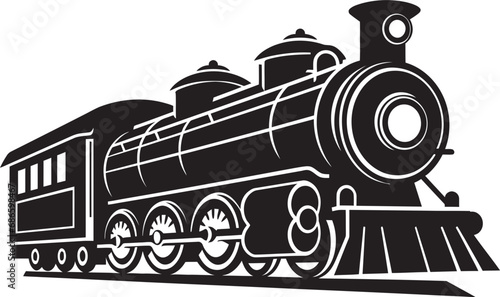 Retro Train Network Black Icon Antique Railway System Vector Black Design