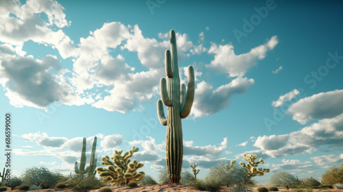 Sagurao Cactus with Timelapse Cloud photo