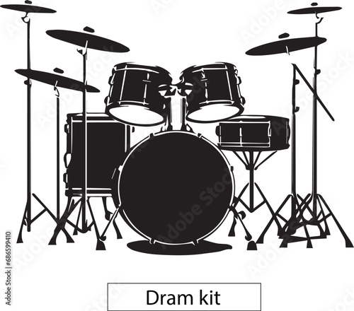 drum kit set isolated on white background photo