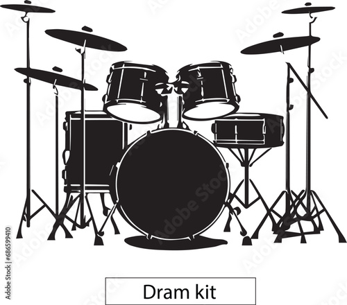 drum kit set isolated on white background