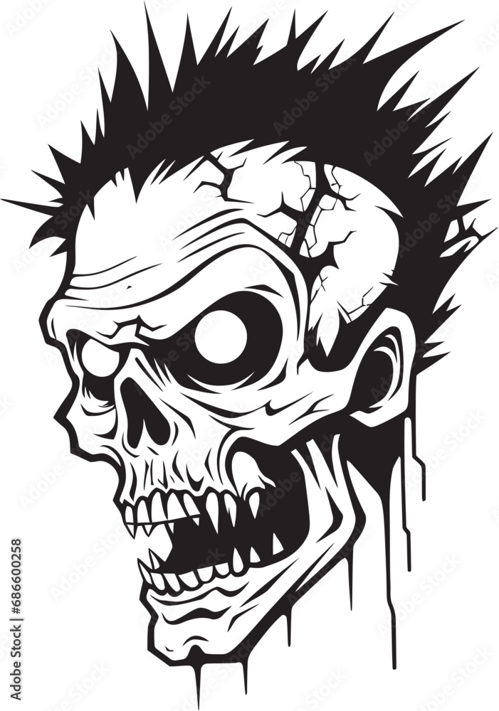 Unpredictable Skull Vector Zombie Theme Zombies Hysteria Vector Icon