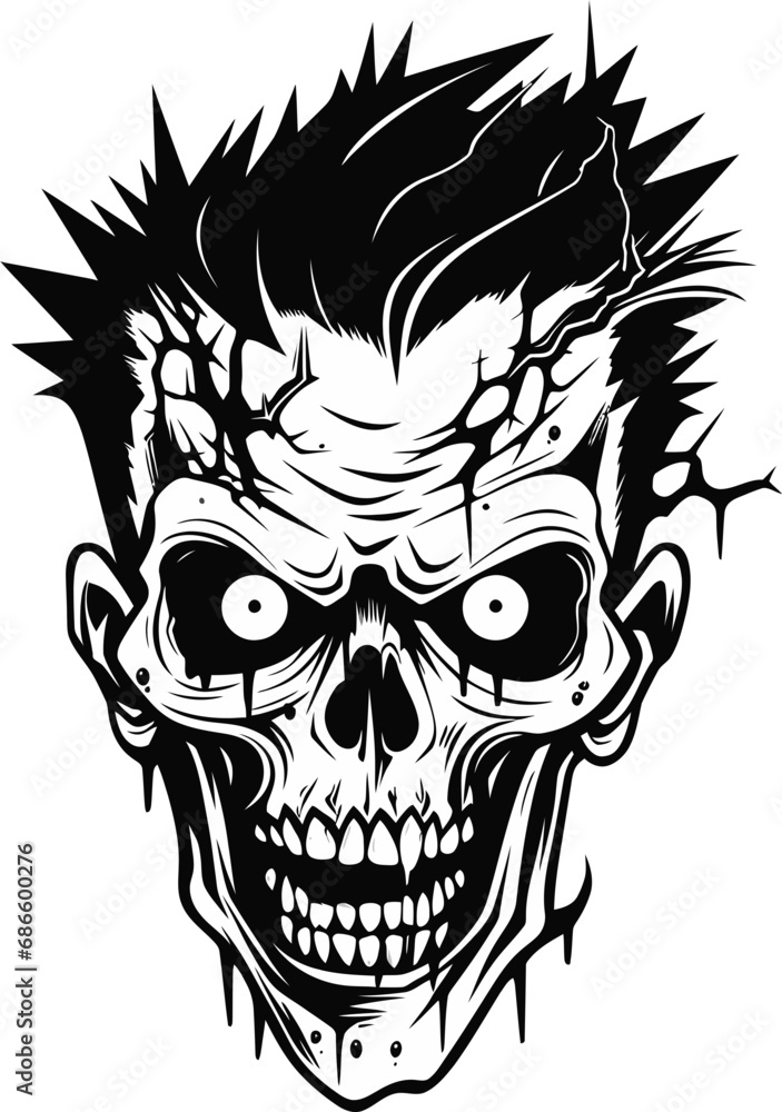 Obraz premium Zombies Whirlwind Crazy Skull Unpredictable Skull Vector Zombie Theme