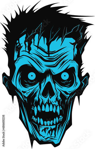 Zombies Lunatic Look Crazy Skull Chaotic Undead Symbol Vector Icon