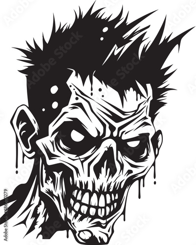 Εκτύπωση καμβά Zombies Bedlam Crazy Skull Vector Rampant Undead Symbol Vector Design