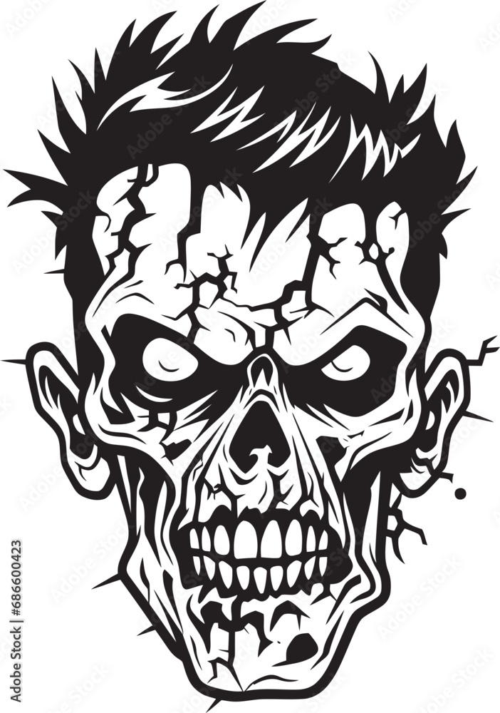 Obraz premium Zombies Unruly Vision Vector Design Zombies Deranged Emblem Crazy Skull