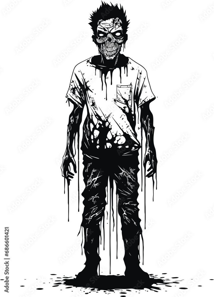 Obraz premium Malevolent Undead Presence Vector Design Decayed Vector Impression Full Body Zombie