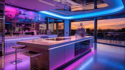 Cutting-Edge Smart Kitchen Futuristic Design and LED Innovation