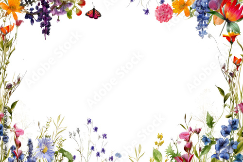 color wildflowers isolated on white
