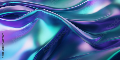 Holographic iridescent foil texture. Navy blue, violet and bottle green pastel and gradient colors. Modern and futuristic design, feeling of luxury and sophistication. photo