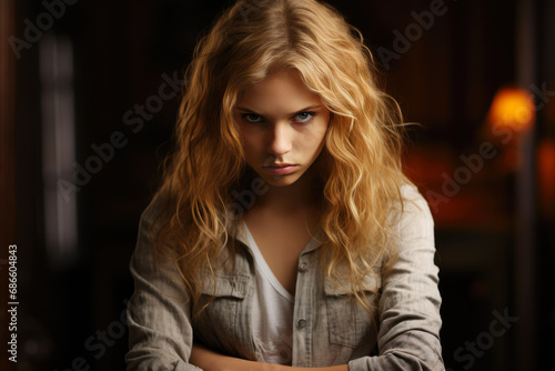 Angry Young Woman Indoors