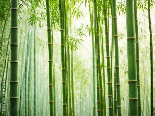 A row of bamboo stalks of varying heights
