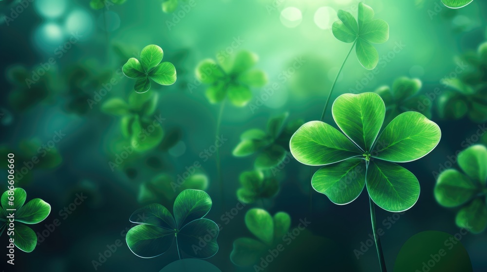 Shamrocks on a green background celebrate St. Patrick's Day Shamrocks on a green background celebrate St. Patrick's Day