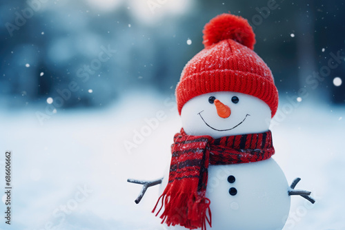 Winter's Snowman in Santa Attire © Andrii 