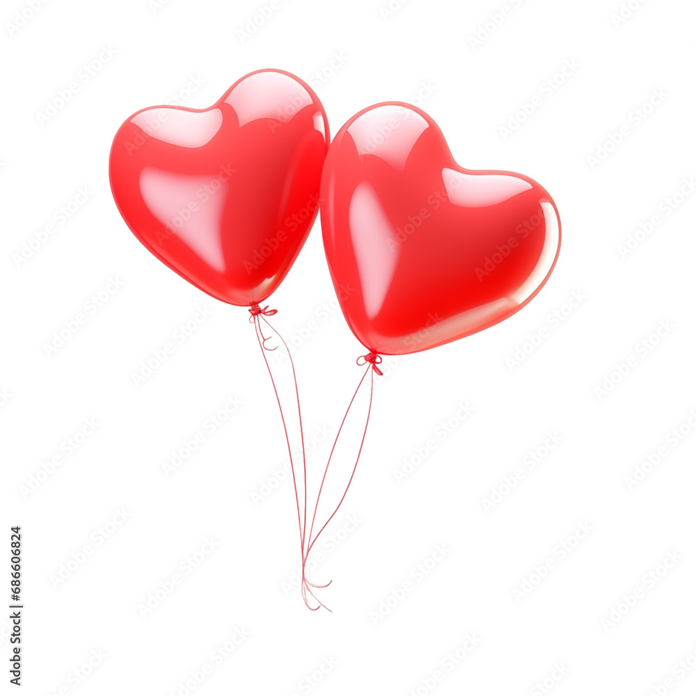 Red ballon shape of heart isplated on transparent