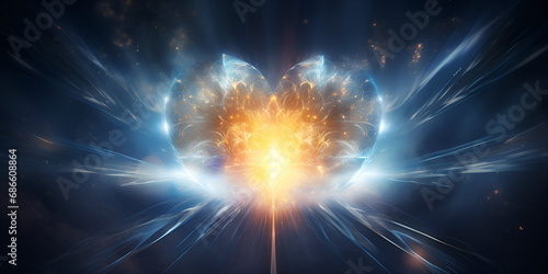 Heart With Fire, Flames Spiritual, Heart Center and Multidimensional Therapy, GENERATIVE AI photo