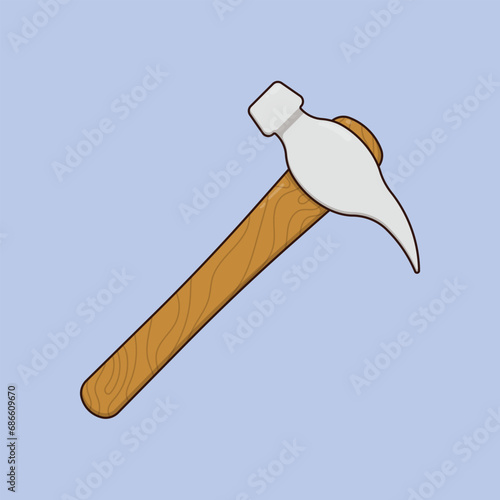 Flat Hammer Illustration Icon Vector Construction Tool Hammer Icon