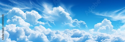 Serene blue sky with fluffy white clouds tranquil natural background for visual projects