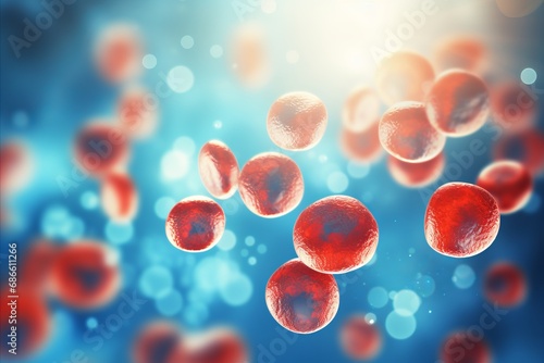 Close up of blood cells in abstract background with ample copy space for text placement photo