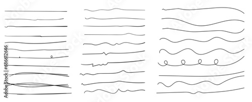 
Set of hand drawn line brushes.Hand drawn lines and dividers.Doodle line borders.