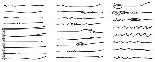  Set of hand drawn line brushes.Hand drawn lines and dividers.Doodle line borders.