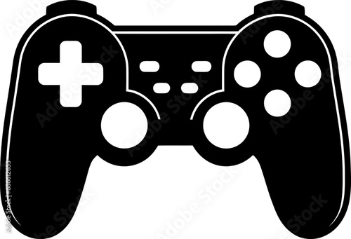 Gaming pad silhouette icon in black color. Vector template for laser cutting wall art.