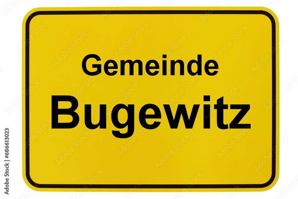 Illustration eines Ortsschildes der Gemeinde Bugewitz in Mecklenburg-Vorpommern