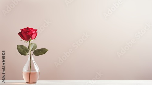 Minimal rose postcard design, copy space
