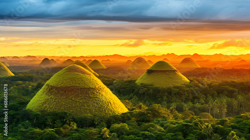 Stunning drone views of the famous Chocolate Hills