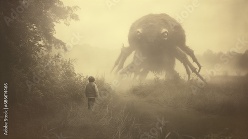 Victorian Monster Sighting: Eerie, AI-Generated Paranormal Encounter photo
