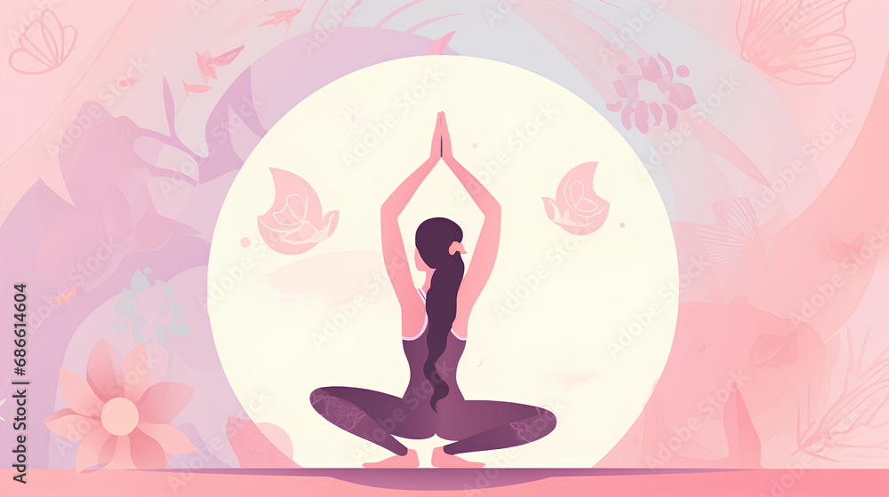 The girl does yoga. Vector art graphic illustration. The girl does yoga. Vector art graphic illustration.
