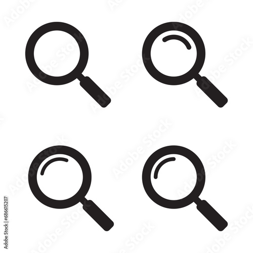 Magnifying glass icon, vector magnifier or loupe sign. Web search icon.