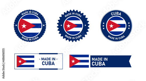 Cuba flag, Made in Cuba. Tag, Seal, Stamp, Flag, Icon vector